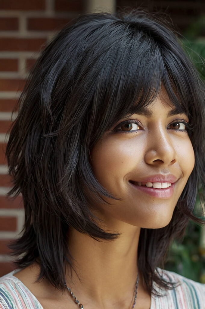 Shag Haircut With Curtain Bangs