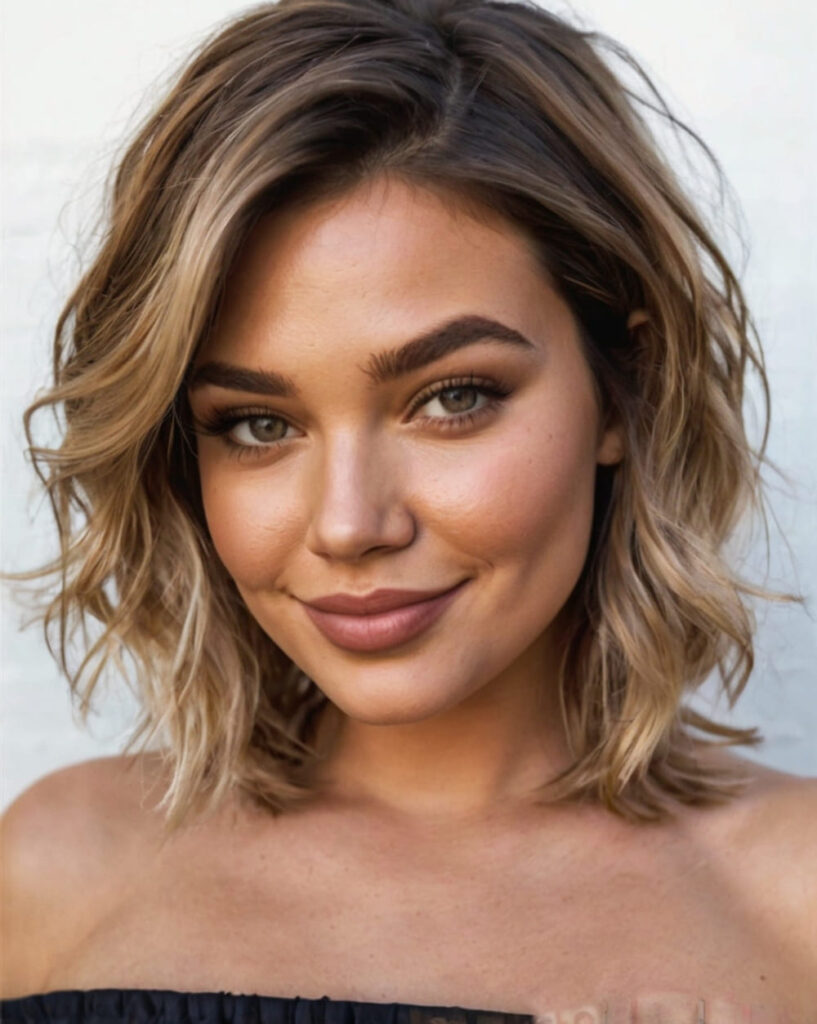 Wavy Lob with Side Part