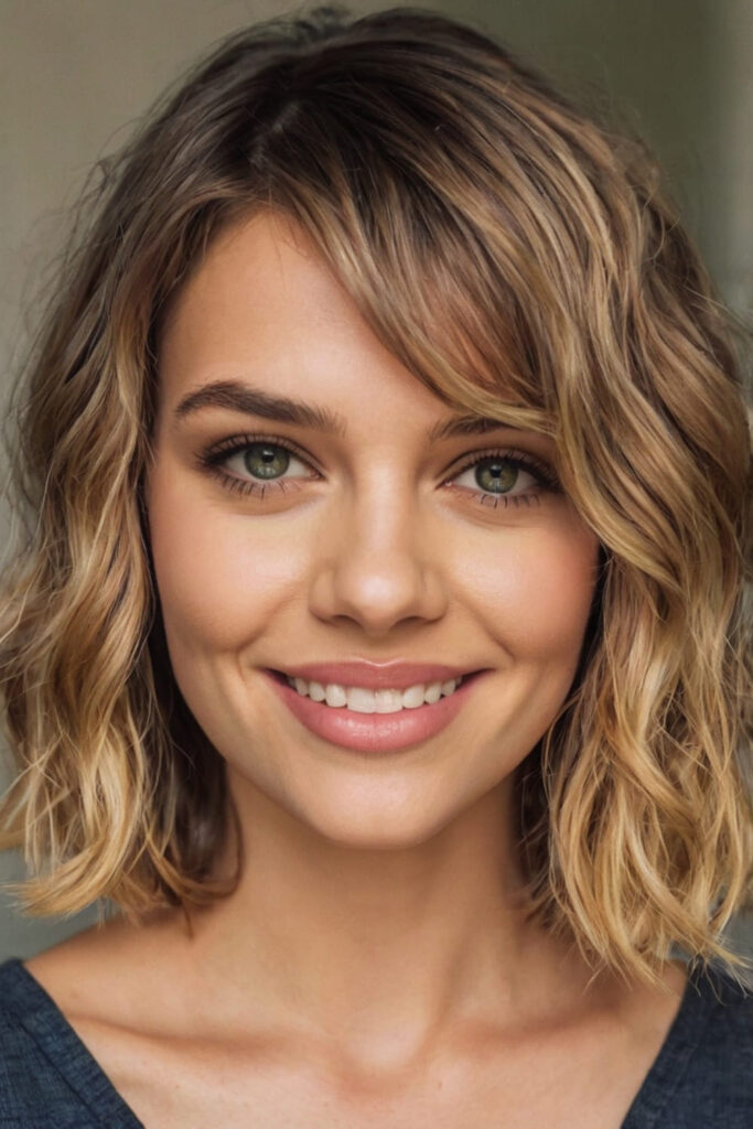 Blunt Wavy Bob with Fringe