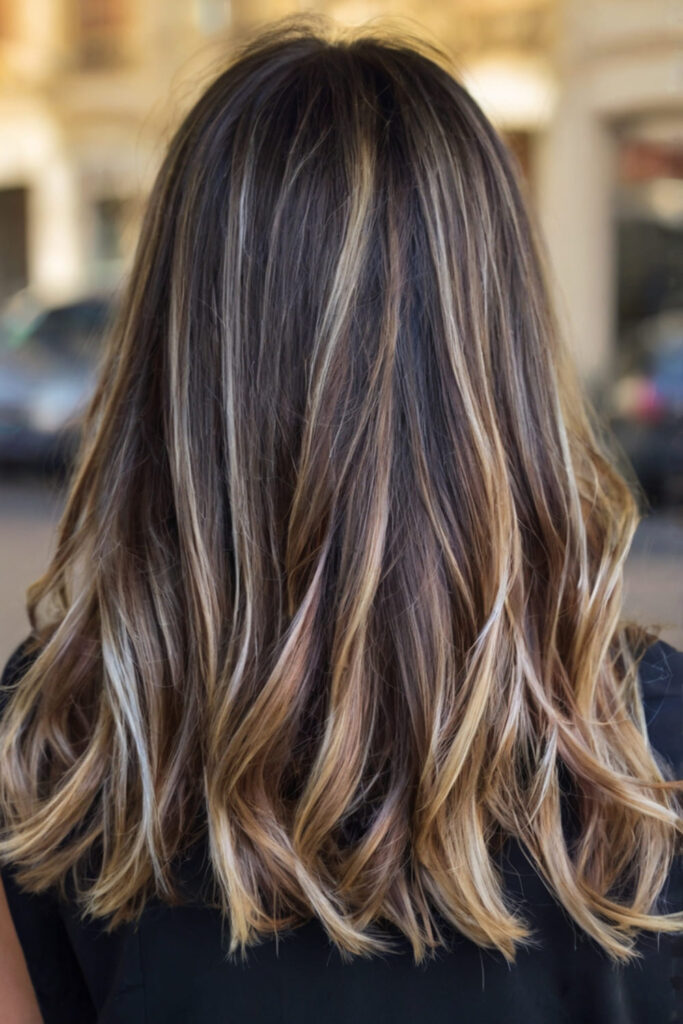 Chocolate Brown Hair with Beige Blonde Highlights