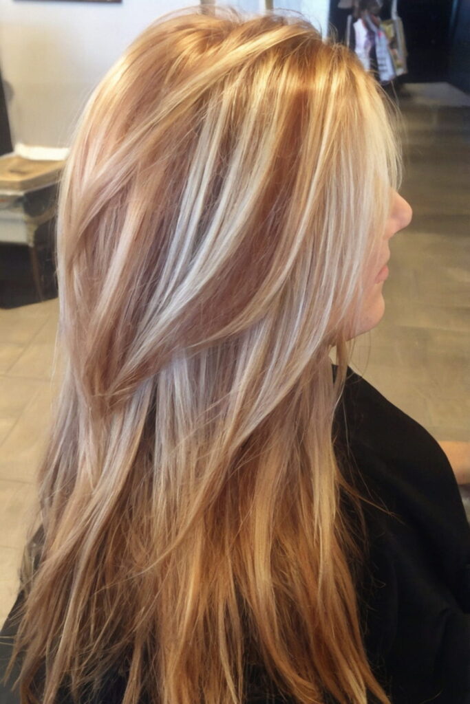 Copper Highlights with Blonde Hair