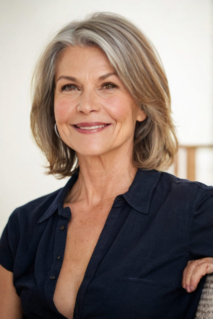 Layered Lob For Older Women