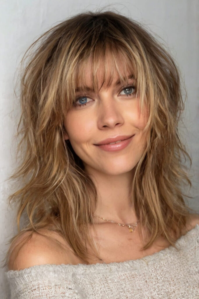 Layered Mid Length with Fringe Bangs