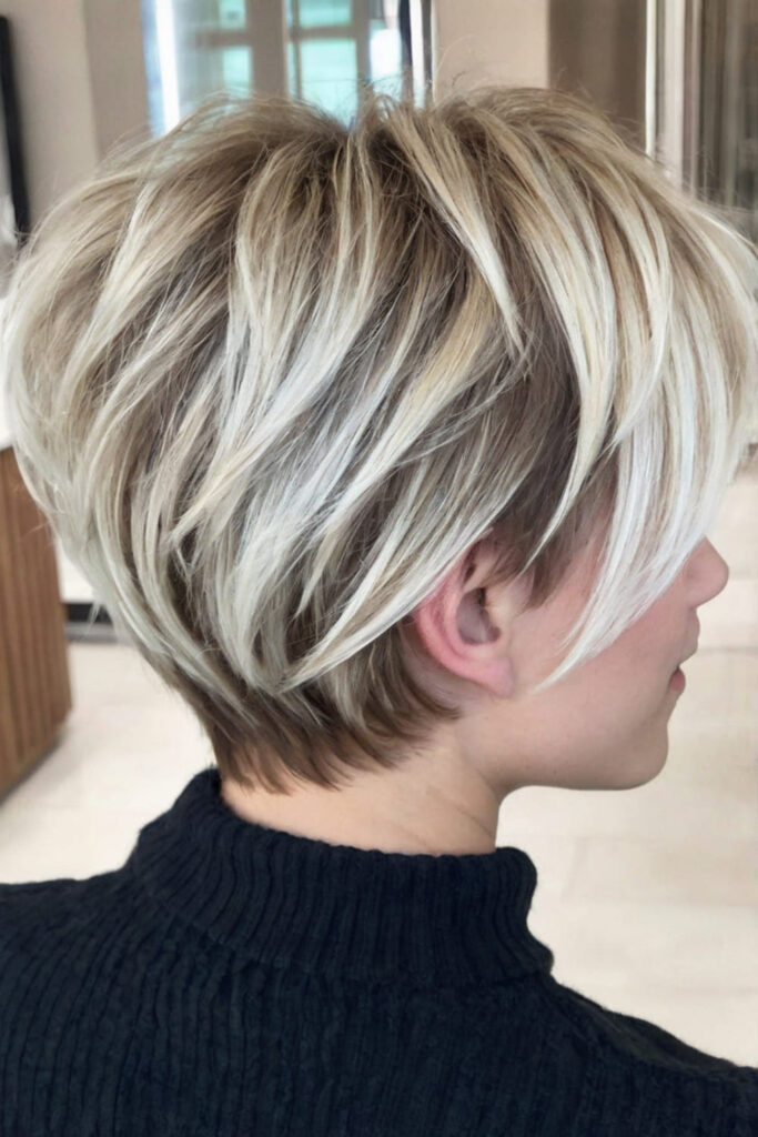 Long Layered Pixie with Long Bangs