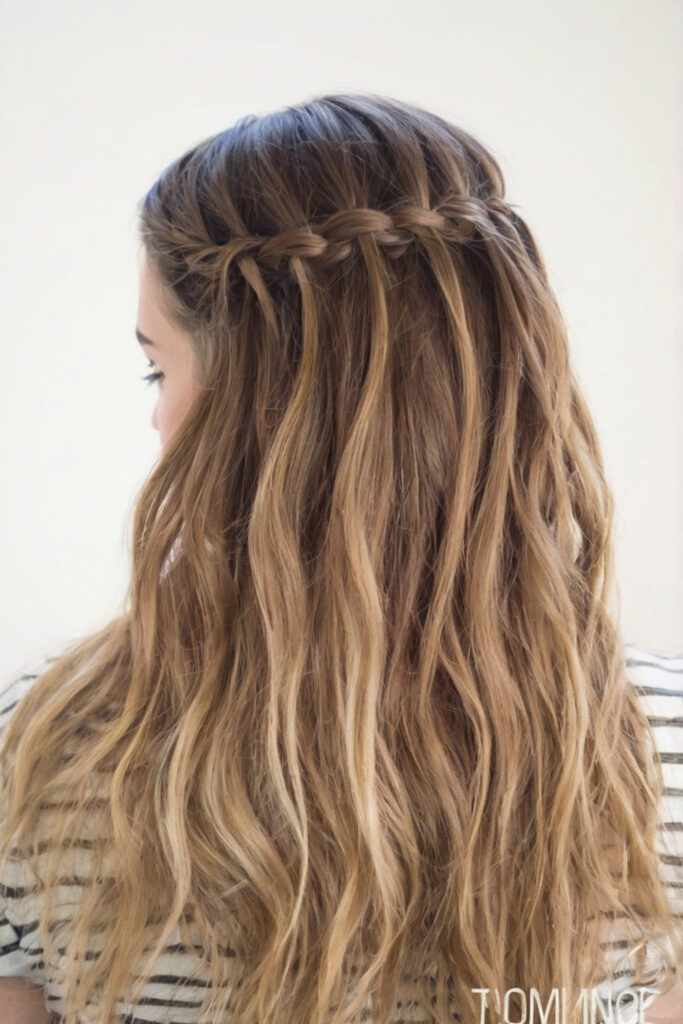 Long Layered Waterfall Braid Hairstyle