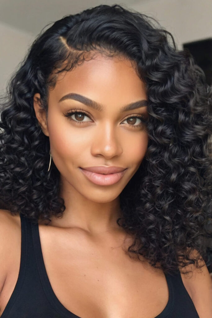 Natural Curls with a Side Part 1