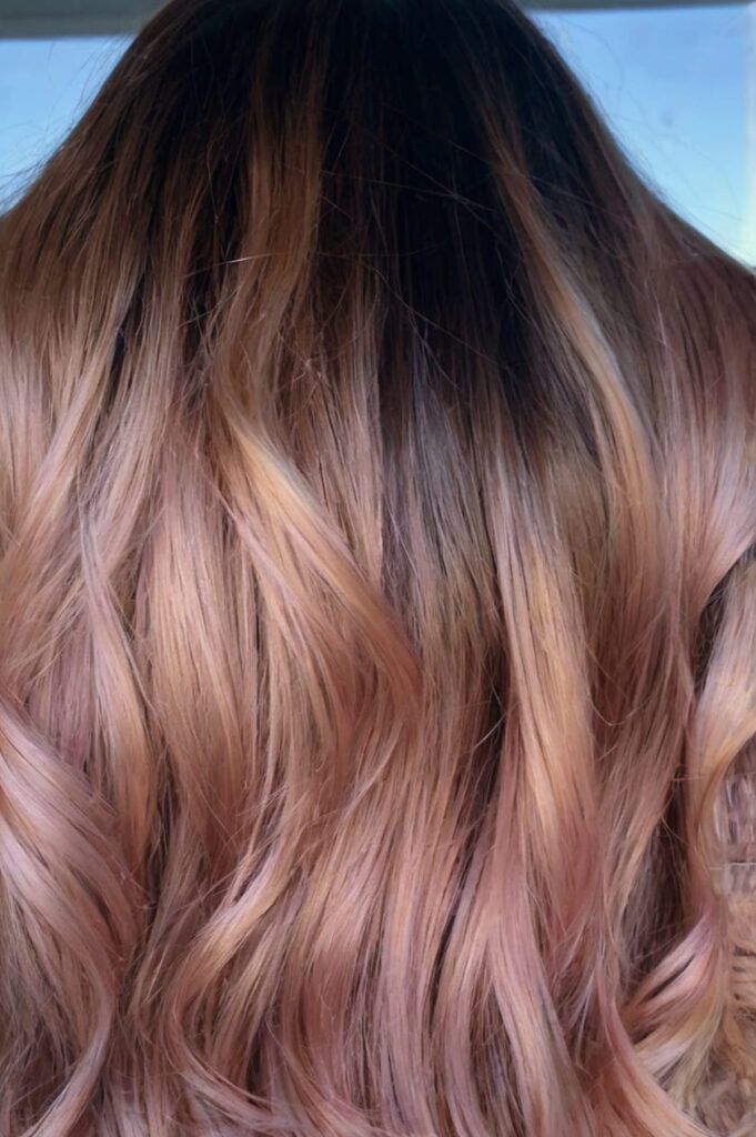 Rose Gold and Caramel Balayage