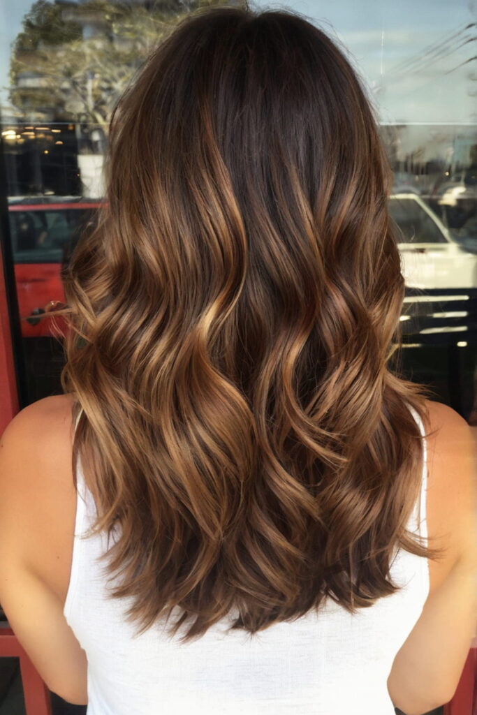 Shiny Walnut Brown Balayage Hair