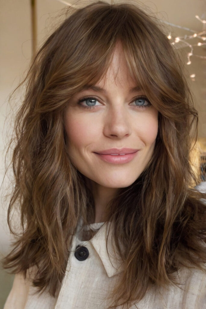 Wavy Lob with Curtain Bangs