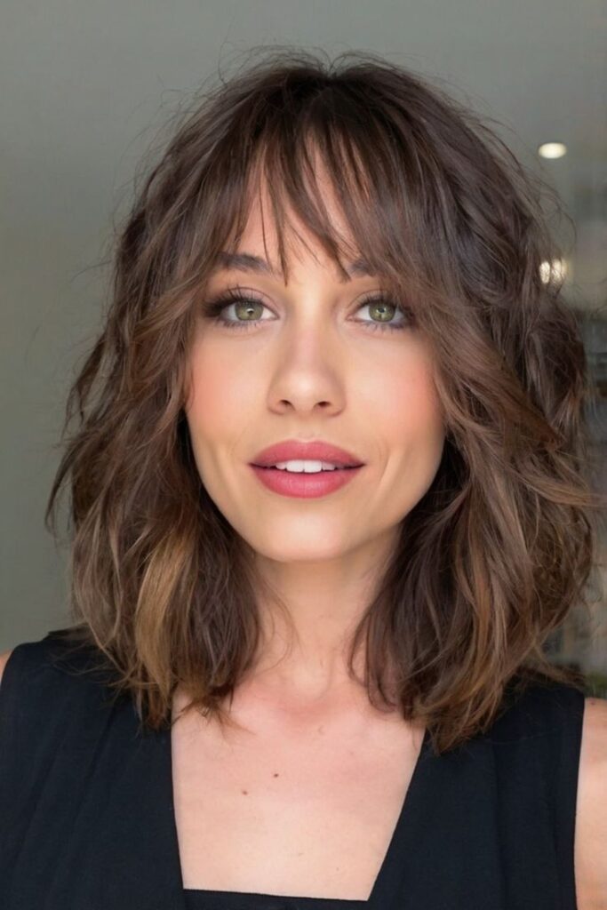 layered bob with bangs