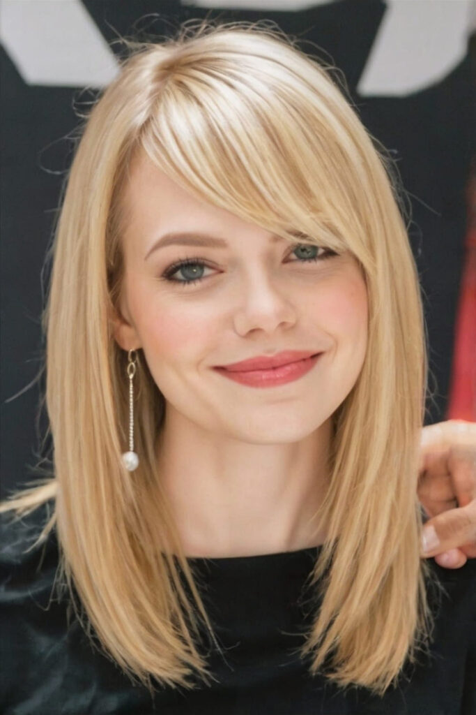 A Line Bob Haircut with Side Bangs