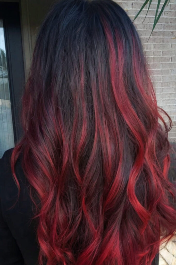 Black and Deep Red Balayage