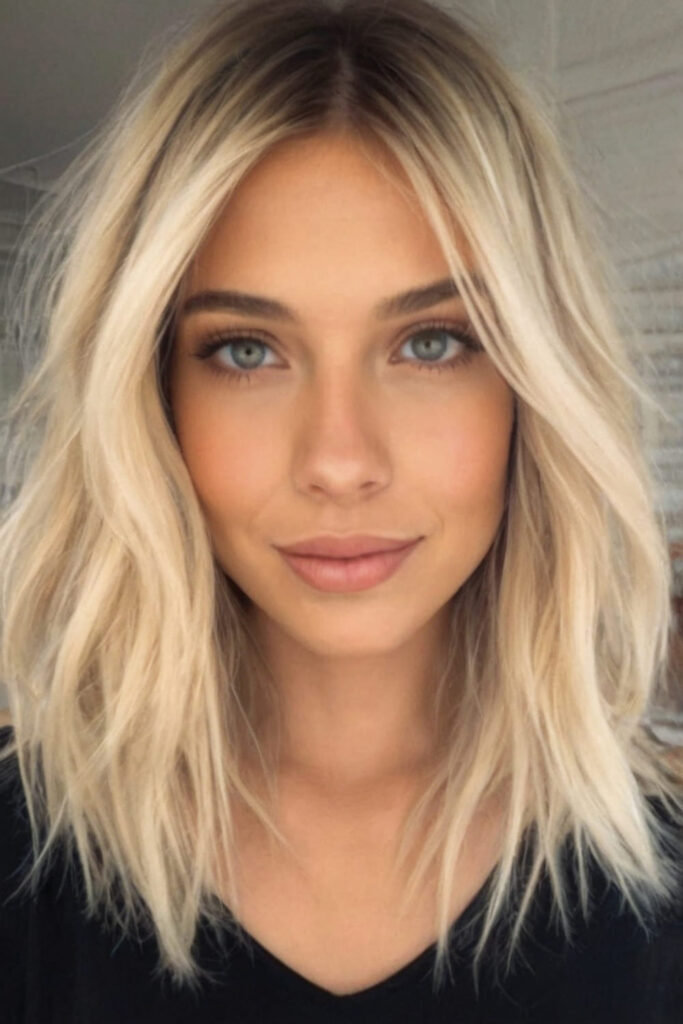 Chic Blonde Lob for Thick Hair