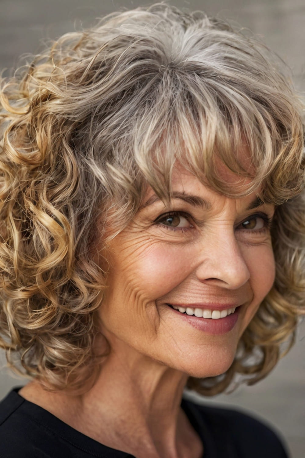 Golden Blonde Curly Bob