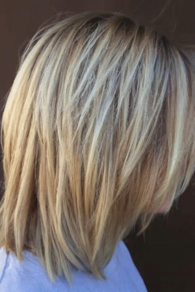 Dimensional Stacked Bob with Long Choppy Bangs