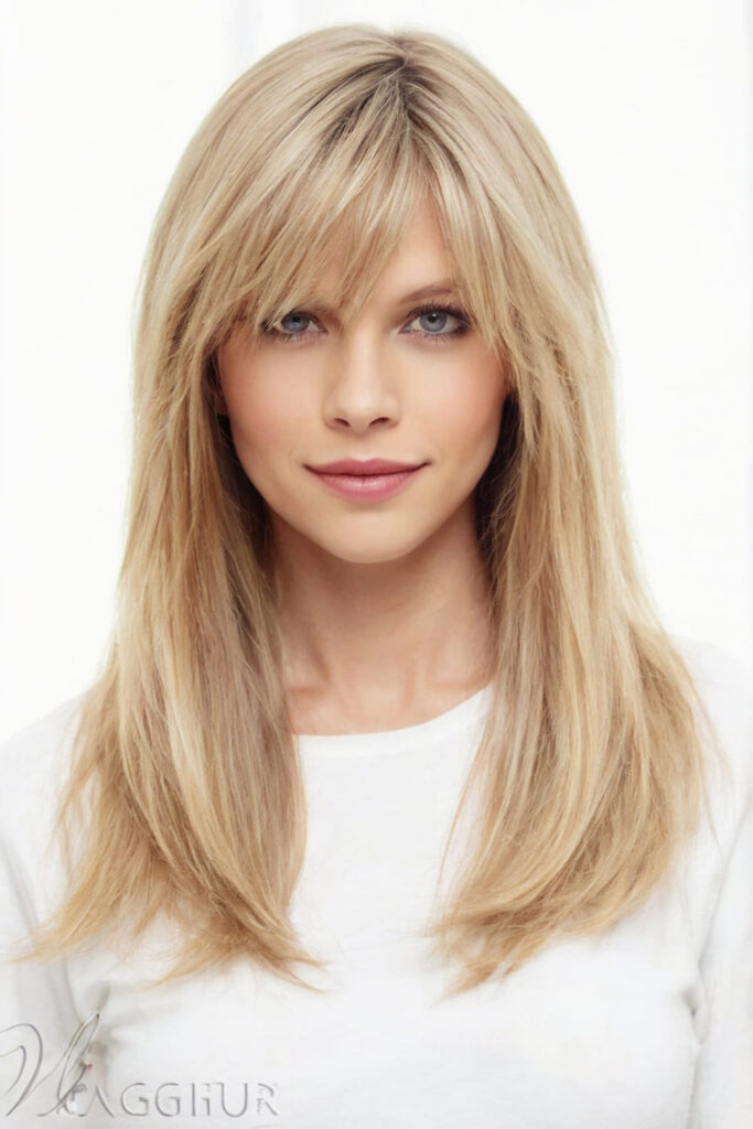 Long Straight Hair with Side Bangs