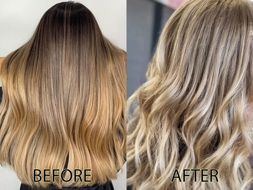 Ombre Blonde to Beige Blonde with Golden Highlights