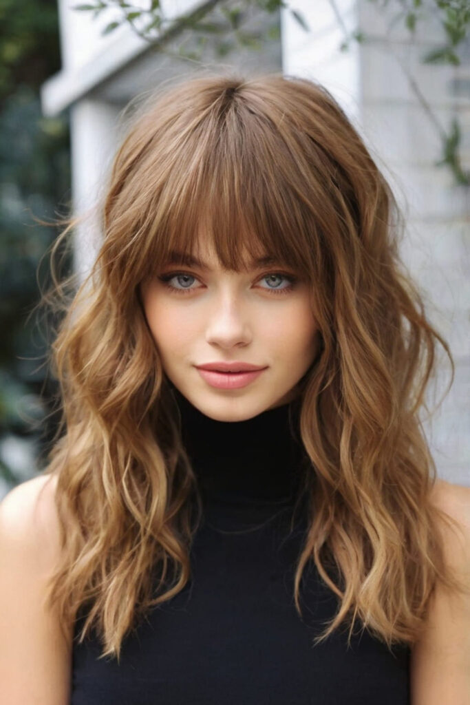 Textured Wispy Bangs and Soft Waves