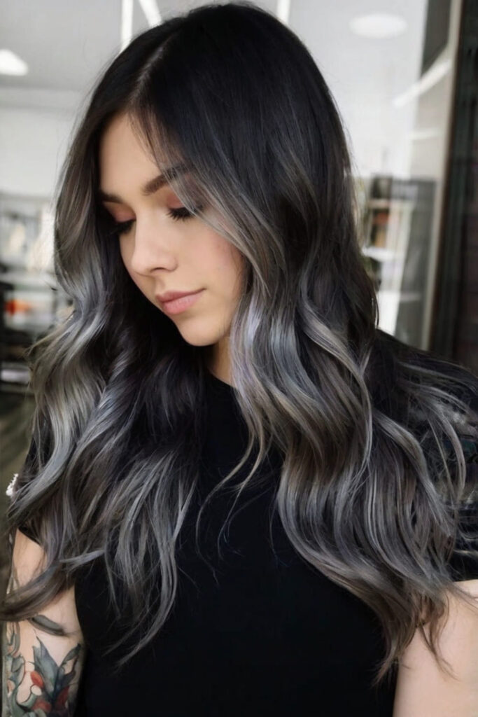 Black Hair with Silver Streaks