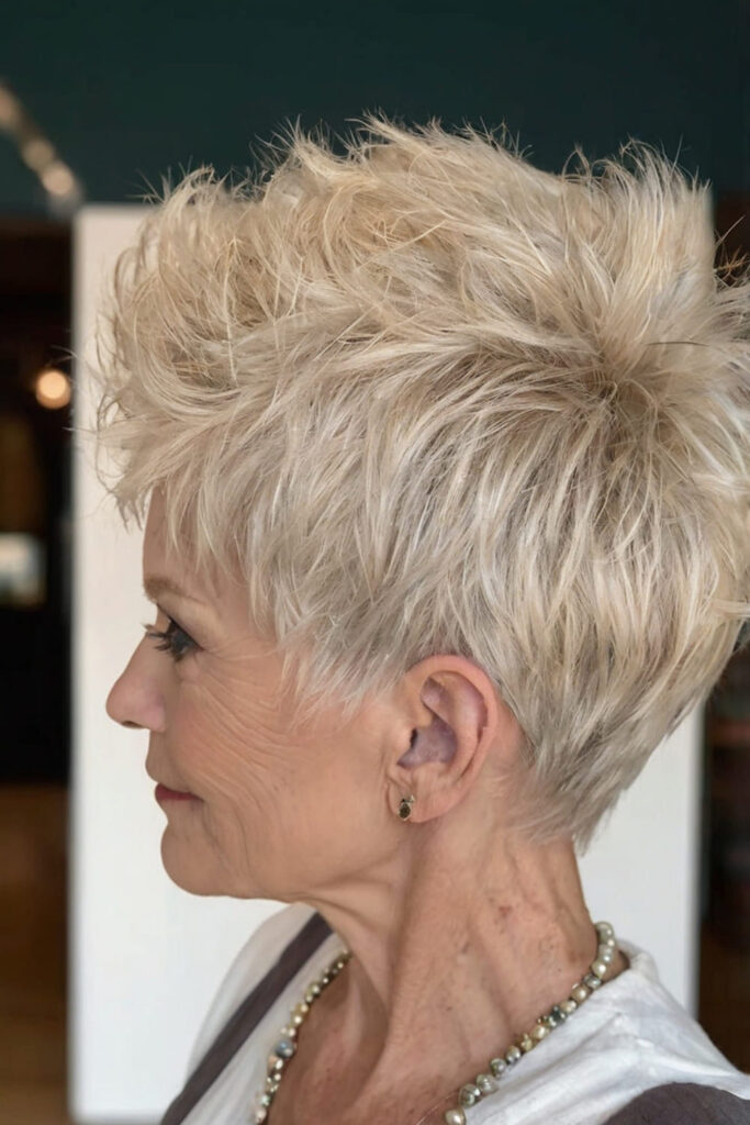 Chic Pearl Blonde Pixie Cut