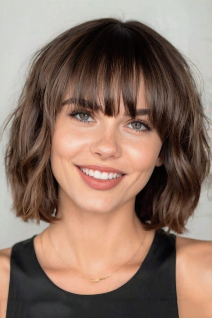 Chin Length Blunt Bob with Semi Short Bangs