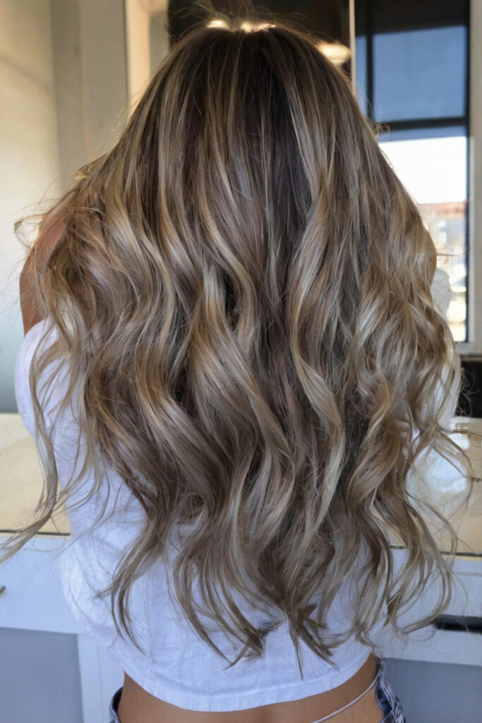 Dark Brown with Beige Blonde Balayage