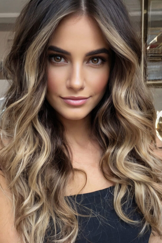 Dark Truffle Brown with Champagne Balayage