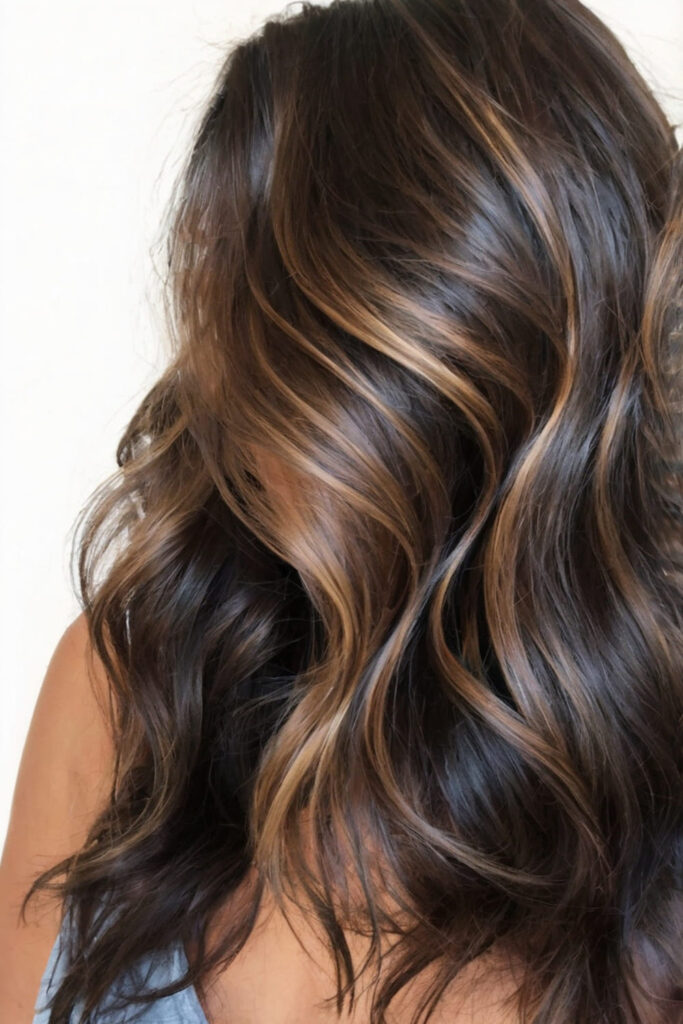 Deep Brown with Mocha Balayage Highlights