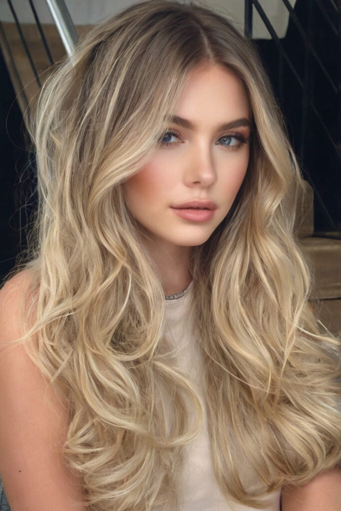 Easy Blonde Balayage on Long Wavy