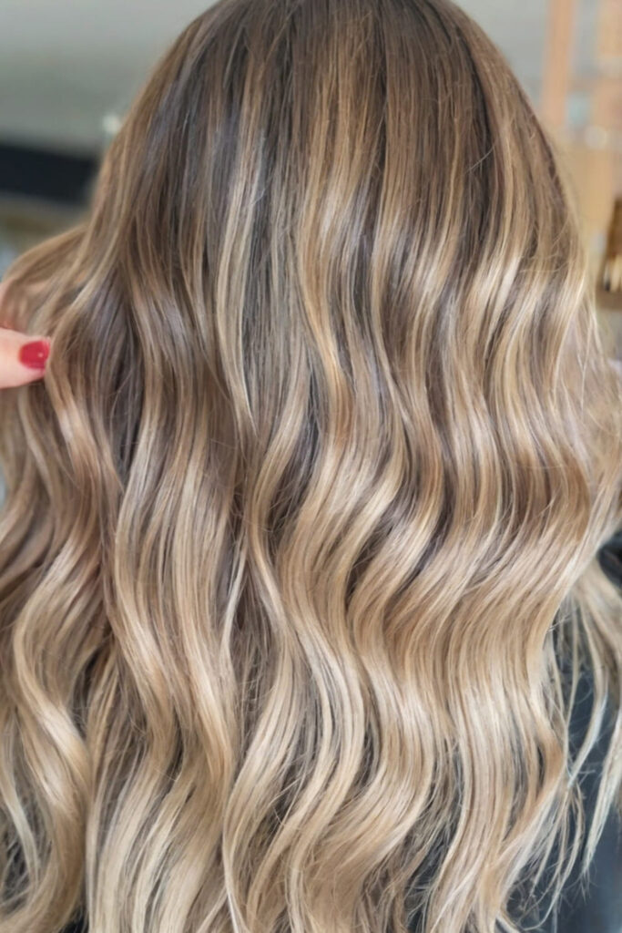 Glossy Balayage with Blonde Tones