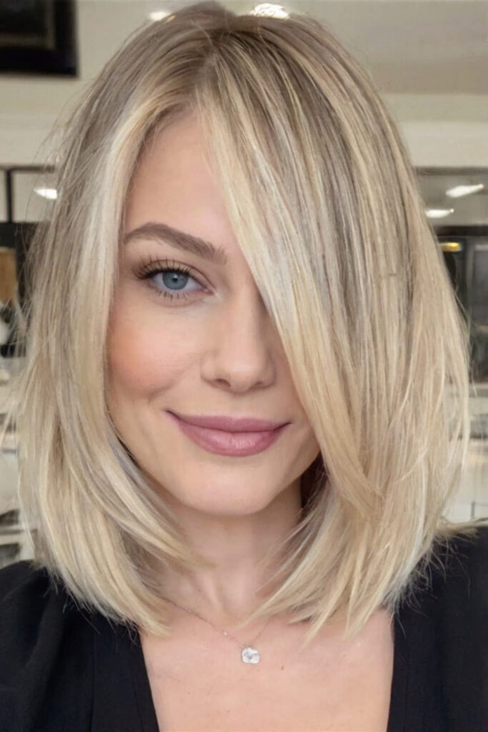 Layered Lob with Side Part