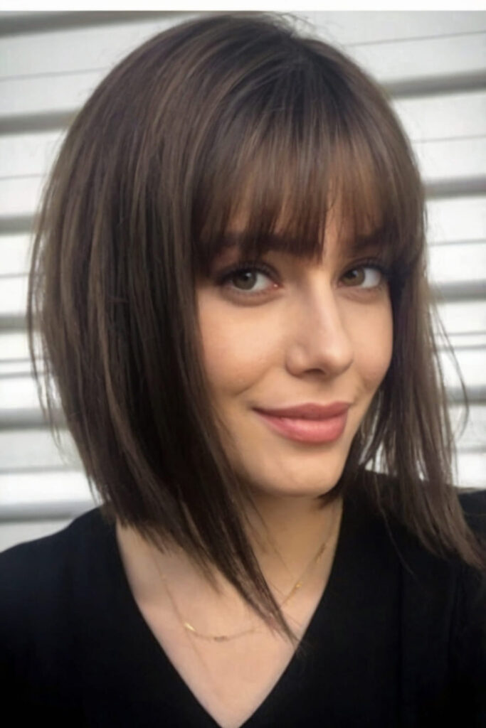 Long Asymmetrical Lob with Bangs