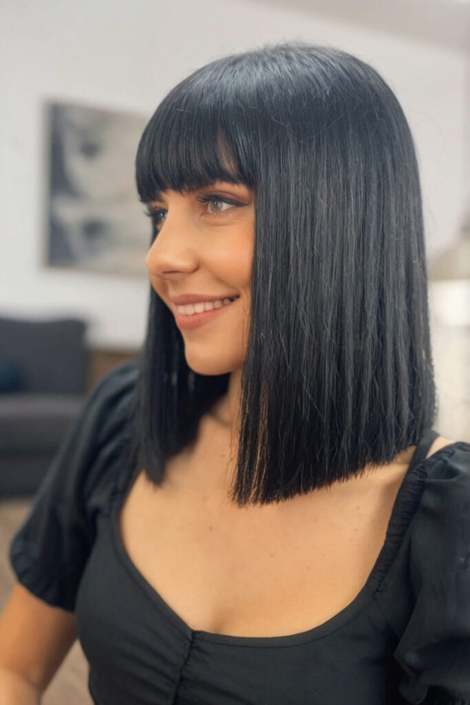 Long Blunt Bob with Fringe