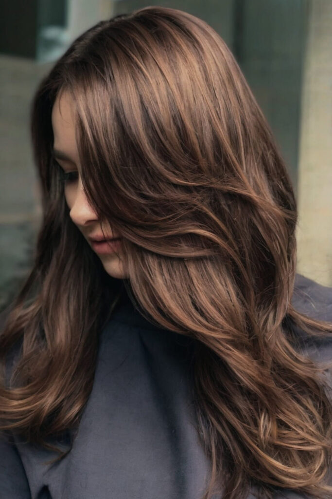 Long Brunette Shag with Waves