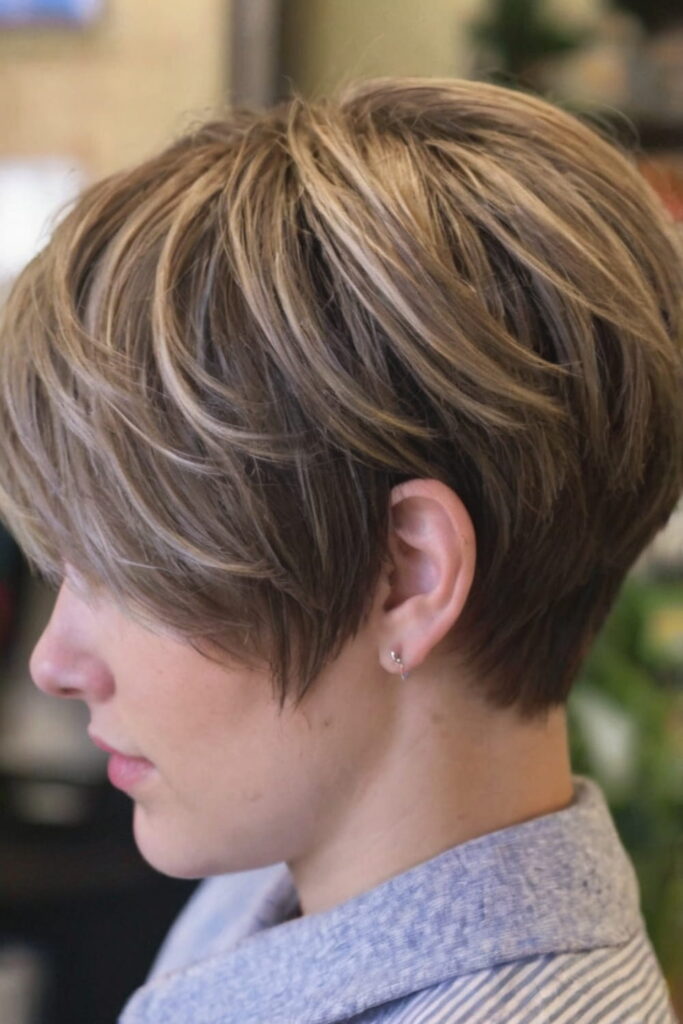 Neat and Textured Pixie Bob Haircut for Thick Hair