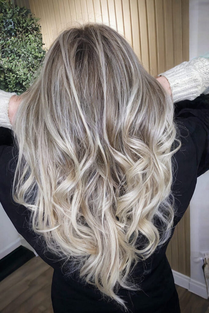 Platinum Blonde Highlights on Ash Brown Hair