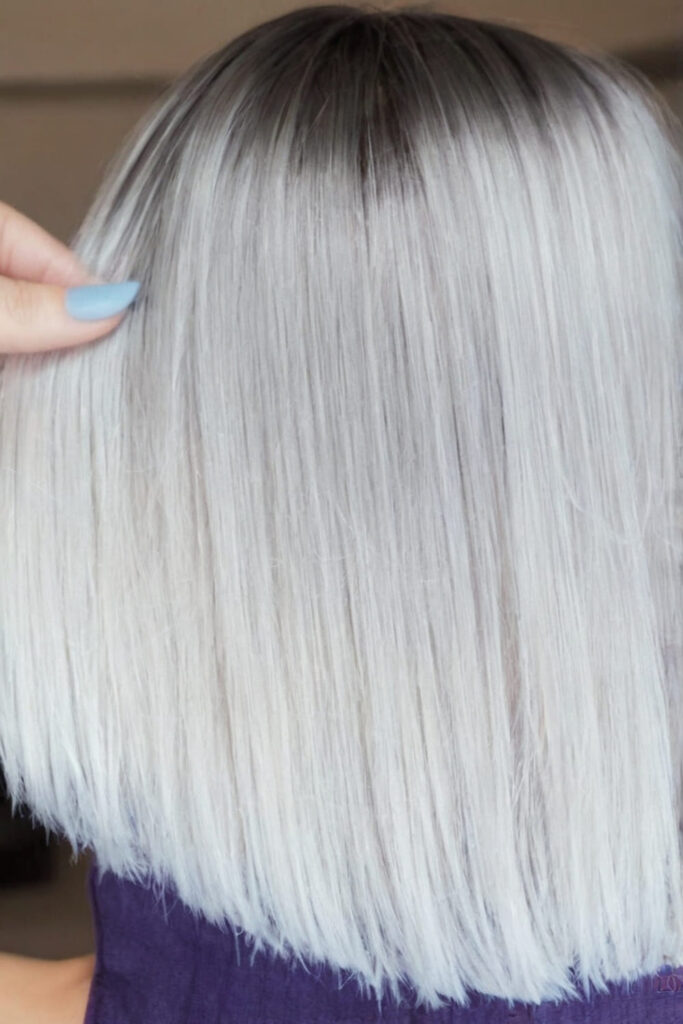 Platinum Silver Hair with Barely There Root Melt