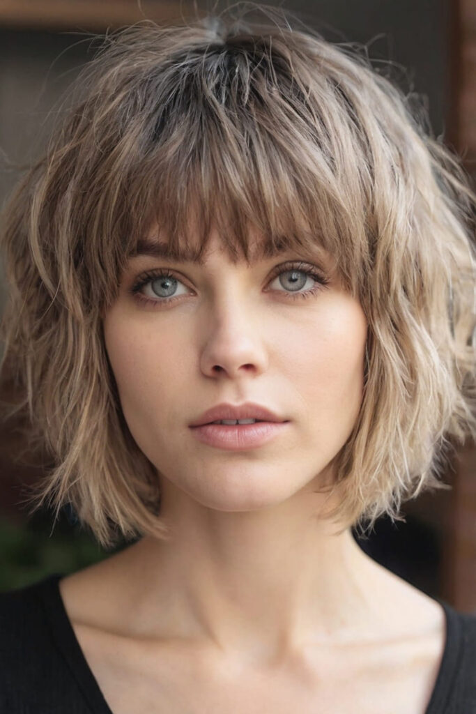 Shaggy Chin Length Bob with Bangs