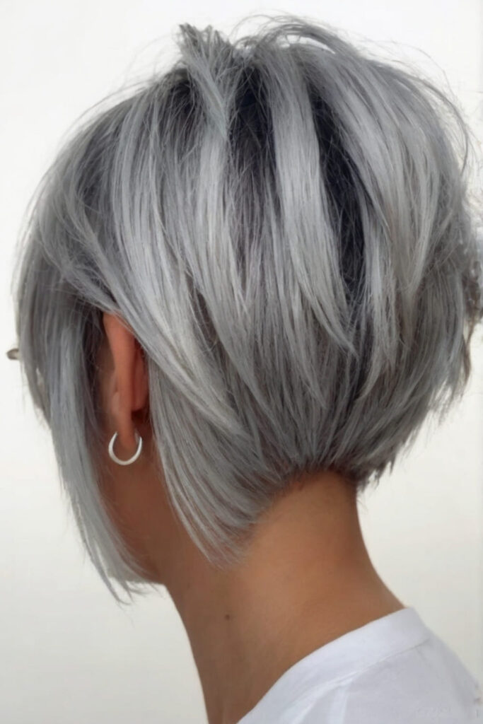 Short Shiny Silver Hair