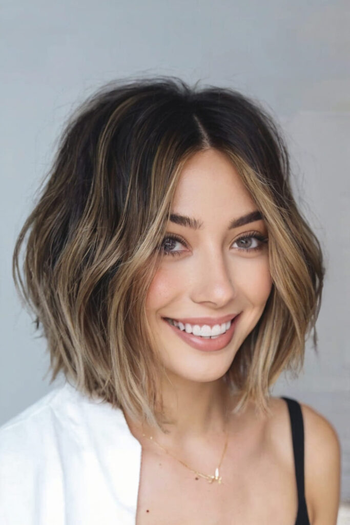 Soft Blunt Bob with Dimensional Highlights