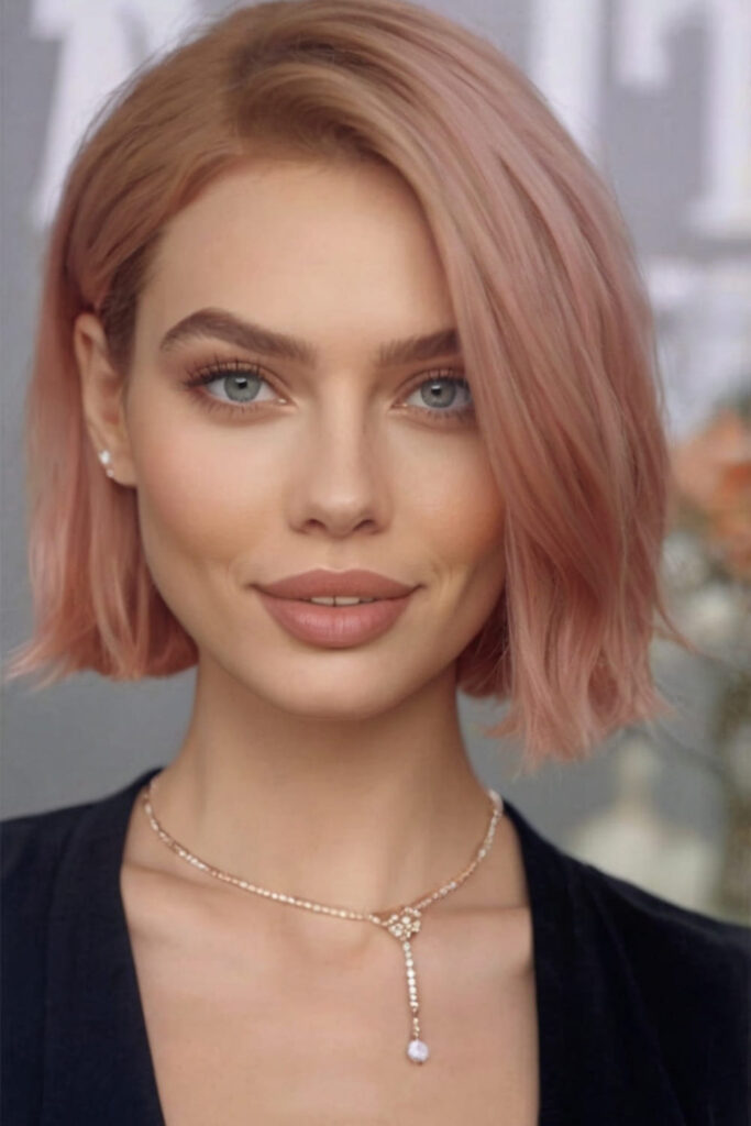 Blunt One Length Rose Gold Bob