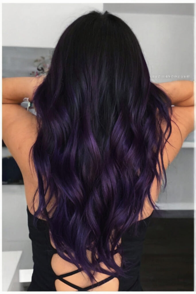 Bold Vivid Midnight Purple with Dark Roots