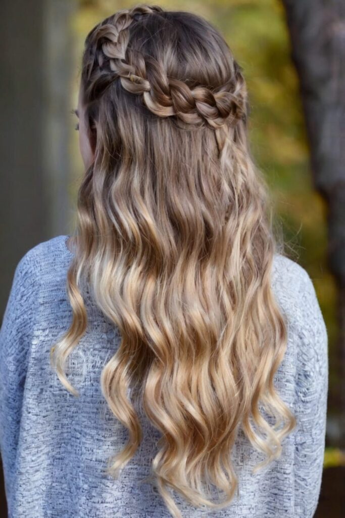 Crown Braid with Loose Curls