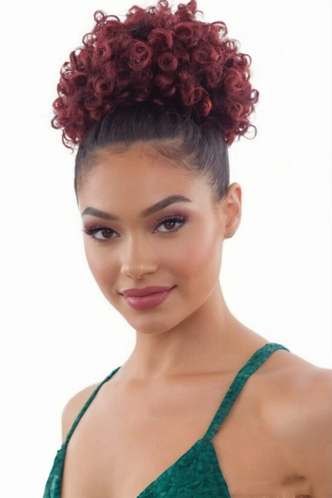 Curly Black Cherry Updo