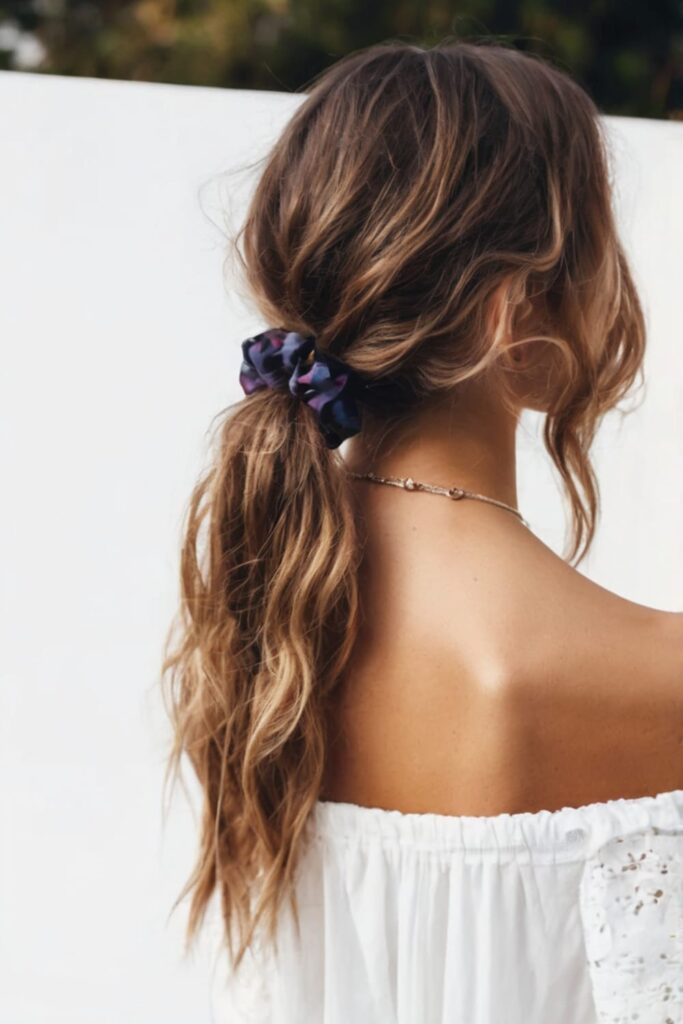 Curly Hair with Scrunchie