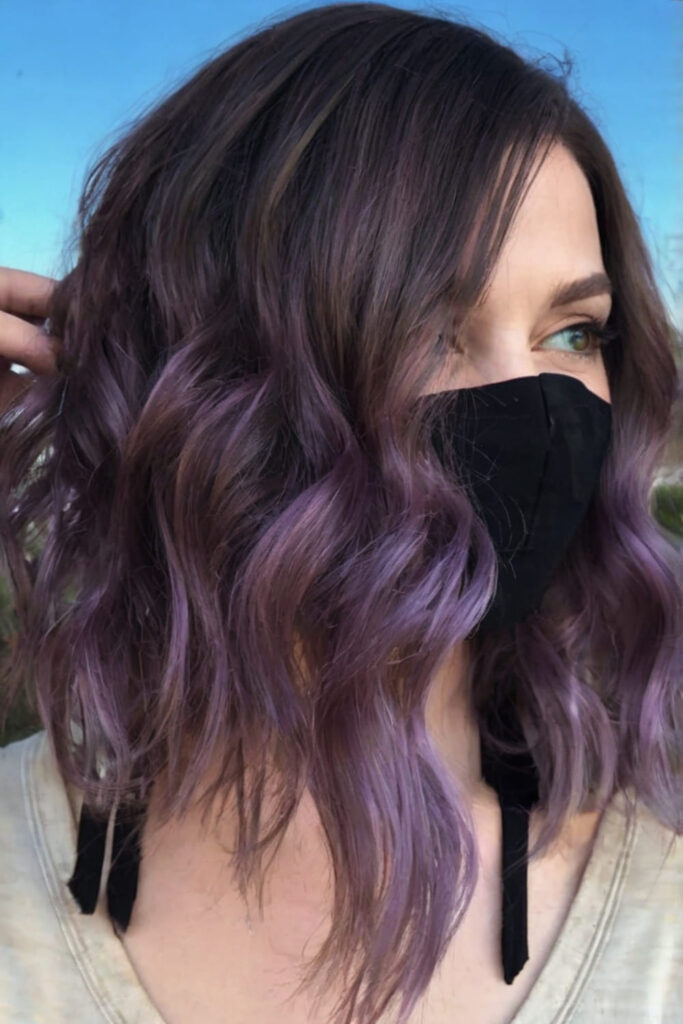 Curly Lob with Dark and Light Purples