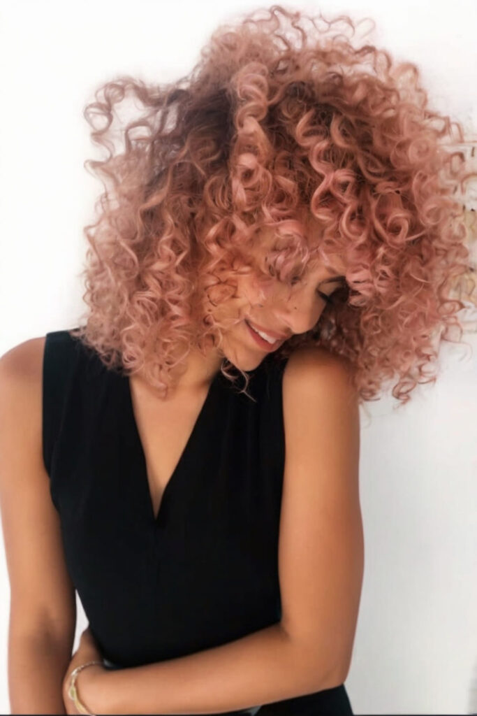 Curly Rose Gold Lob