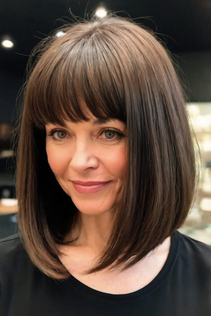 Dark Chocolate Bob with Bangs