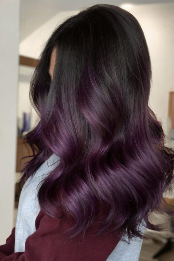 Deep Midnight Purple Balayage