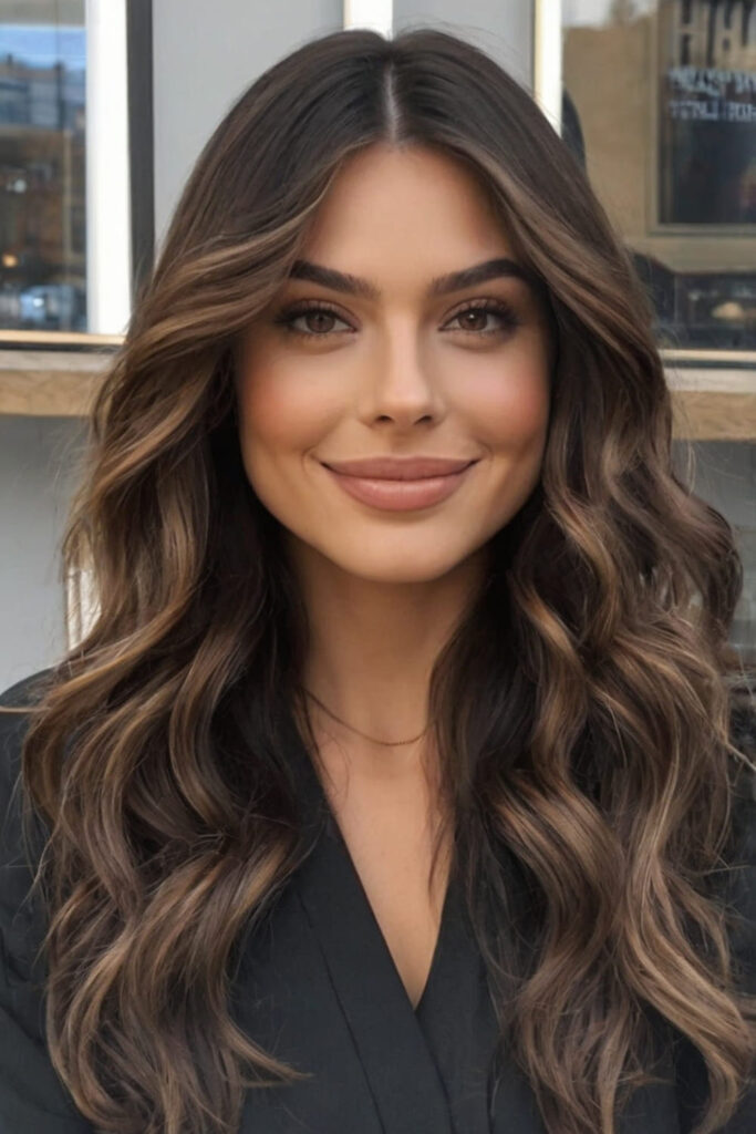 Dimensional Brunette with Face Framing Highlights